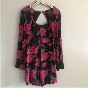 Reformation Black Floral Long Sleeve Dress M/L